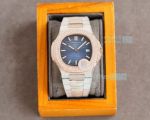 Replica Patek Philippe Nautilus Iced Out 2-Tone Rose Gold Case Watch Blue Dial 